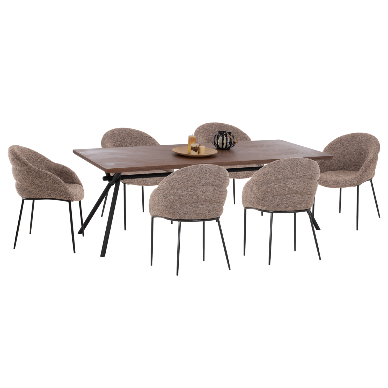 HM10957.03 ΣΕΤ ΤΡΑΠΕΖΑΡΙΑΣ 7ΤΜΧ MANDY HM10957.03 MDF TOP--ΥΦΑΣΜΑ TAUPE & ΜΕΤΑΛ.ΠΟΔΙΑ - Image 1