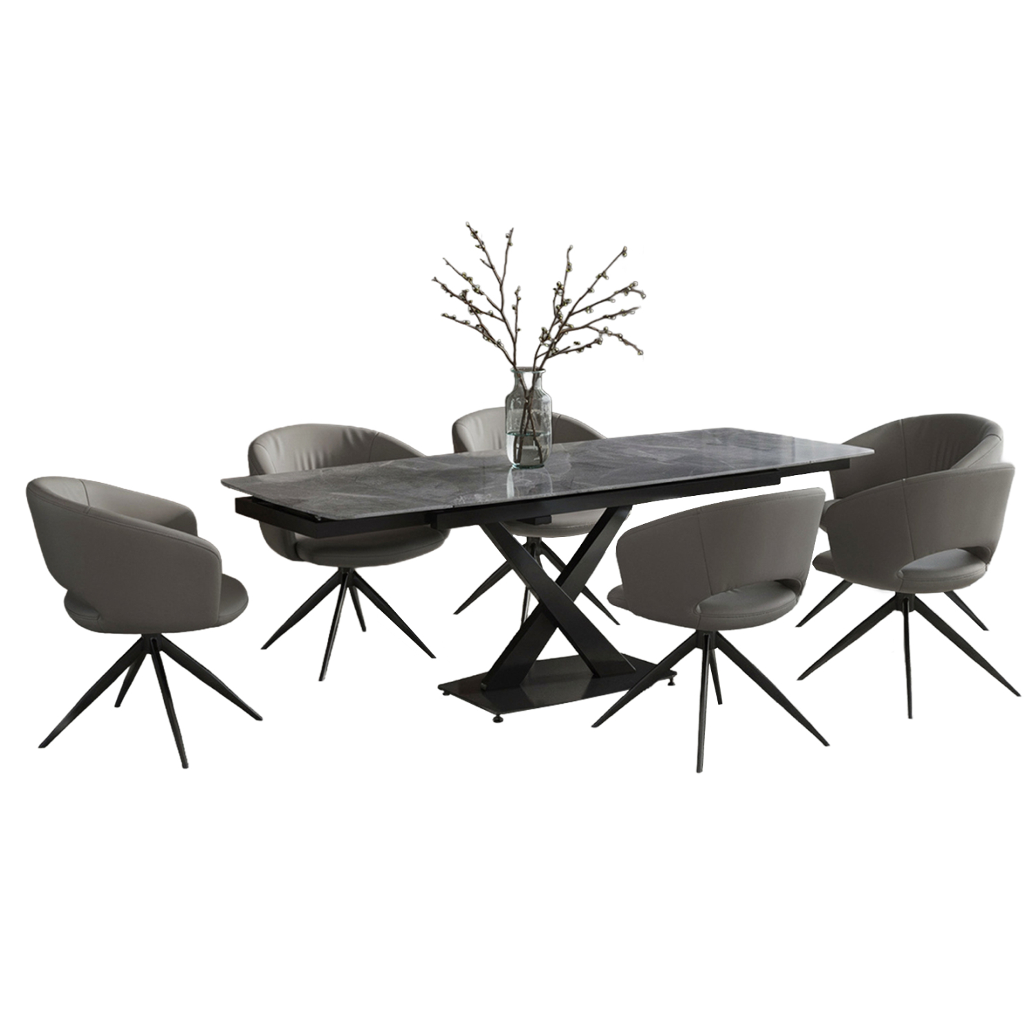 HM21357 ΣΕΤ ΤΡΑΠΕΖΑΡΙΑΣ 7ΤΜΧ HOKU HM21357 ΓΚΡΙ ΚΕΡΑΜΙΚΟ ΕΠΕΚΤΕΙΝΟΜΕΝΟ TOP--PU ΣΕ ΓΚΡΙ - Image 1