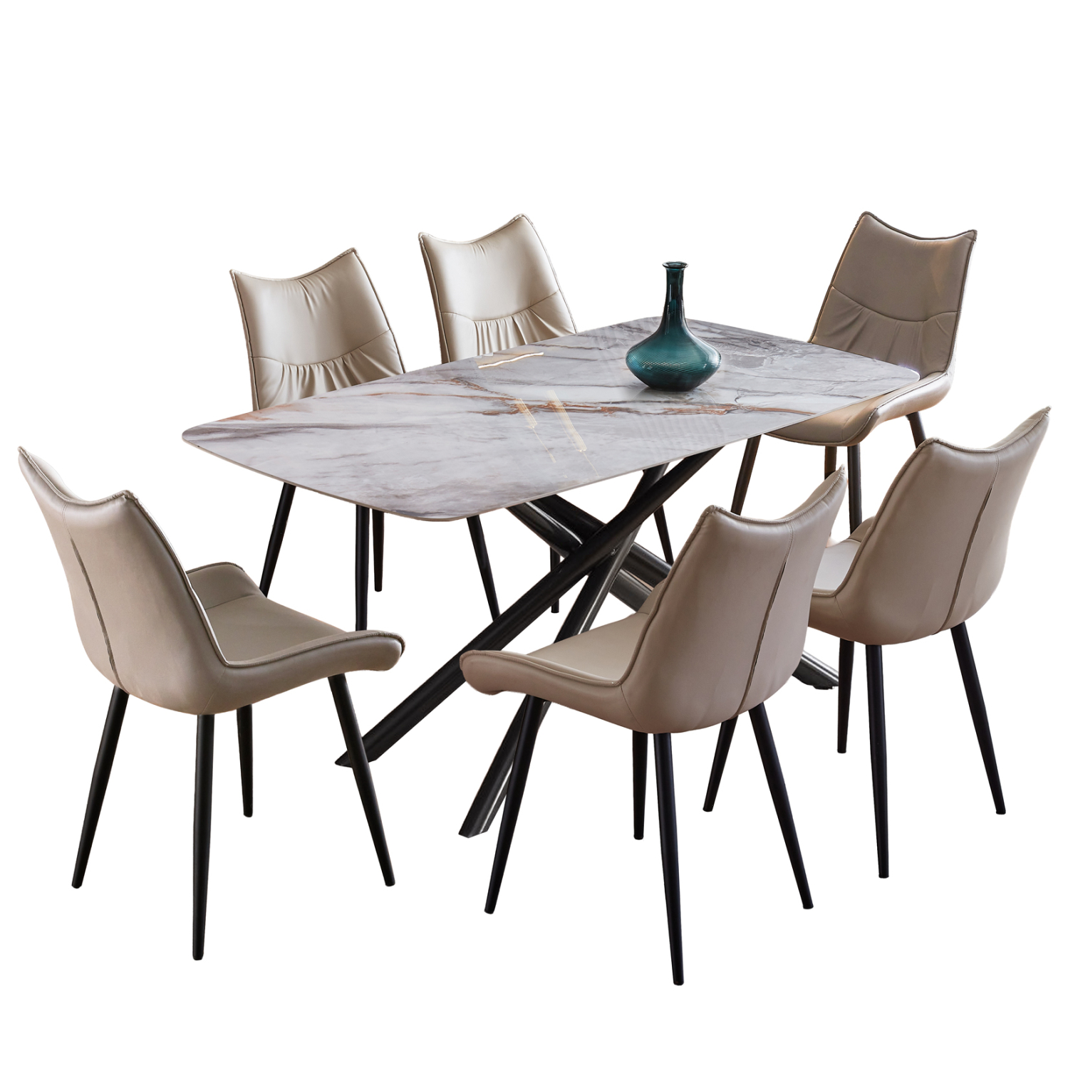 HM21363 ΣΕΤ ΤΡΑΠΕΖΑΡΙΑΣ 7ΤΜΧ ISKA HM21363 ΚΕΡΑΜΙΚΟ TOP/ΜΕΤΑΛ. ΠΟΔΙΑ--PU ΜΠΕΖ/ΜΕΤΑΛ.ΠΟΔΙΑ - Image 1