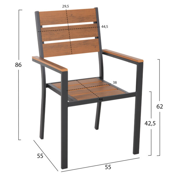 ΣΕΤ ΤΡΑΠΕΖΑΡΙΑΣ TABER HM21198 ΤΡΑΠΕΖΙ & 6 ΠΟΛΥΘΡΟΝΕΣ-ΑΛΟΥΜΙΝΙΟ & POLYWOOD-ΑΝΘΡΑΚΙ - Image 3