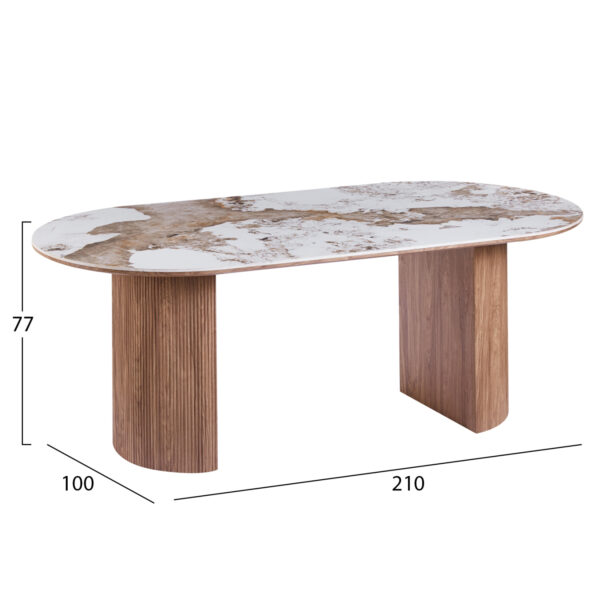 ΤΡΑΠΕΖΙ ΟΒΑΛ MARBLEX HM18428 ΚΕΡΑΜΙΚΟ TOP ΣΕ PANDORA--MDF ΠΟΔΙΑ 210x100x77Υεκ - Image 2