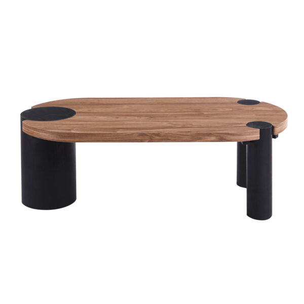 ΤΡΑΠΕΖΙ ΣΑΛΟΝΙΟΥ ΟΒΑΛ OVALON HM18433.05 MDF TOP ΚΑΡΥΔΙ-MDF ΠΟΔΙΑ ΜΑΥΡΑ 120x60x40Υεκ - Image 4