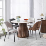 ΤΡΑΠΕΖΙ ΣΤΡΟΓΓΥΛΟ WALDEN HM18440 ΚΕΡΑΜΙΚΟ TOP ΣΕ ΤΡΑΒΕΡΤΙΝΑ--MDF ΒΑΣΗ Φ120x76Υεκ - Image 2
