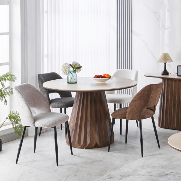 ΤΡΑΠΕΖΙ ΣΤΡΟΓΓΥΛΟ WALDEN HM18440 ΚΕΡΑΜΙΚΟ TOP ΣΕ ΤΡΑΒΕΡΤΙΝΑ--MDF ΒΑΣΗ Φ120x76Υεκ - Image 2