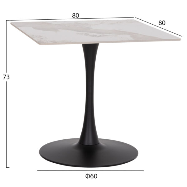 ΤΡΑΠΕΖΙ ΤΡΑΠΕΖΑΡΙΑΣ TETRAN HM18315.02 ΒΑΣΗ ΜΑΥΡΗ--SINTERED STONE PANDORA 80x80x73Υεκ - Image 2