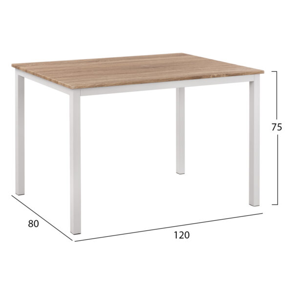 ΤΡΑΠΕΖΙ ΤΡΑΠΕΖΑΡΙΑΣ GOOSE HM9532.02 MDF SONAMA-ΛΕΥΚΟ ΜΕΤΑΛΛΟ 120X80Χ75Yεκ. - Image 2