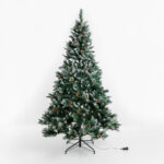 PINE ΧΡΙΣΤΟΥΓΕΝΝΙΑΤΙΚΟ ΔΕΝΤΡΟ ΧΙΟΝΙΣΜΕΝΟ ΜΕ LED 150x150x210cm PVC ΠΡΑΣΙΝΟ ΛΕΥΚΟ 024086