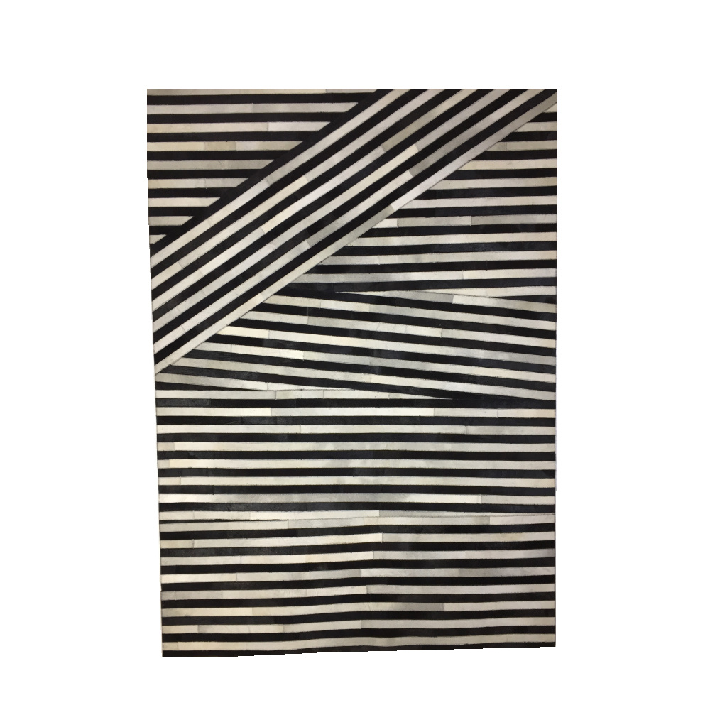 024991-7CoXB-first-_1 ZEBRA ΧΑΛΙ ΣΑΛΟΝΙΟΥ 170x240cm ΔΕΡΜΑ ΜΑΥΡΟ ΛΕΥΚΟ ΜΑΛΛΙΝΟ 024991 - Image 1