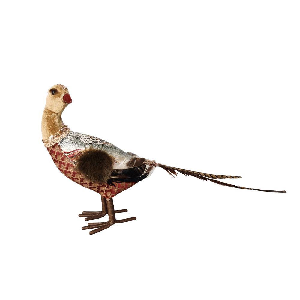 030251-kcH5R-first-_1 PHEASANT BROCADE ΧΡΙΣΤΟΥΓΕΝΝΙΑΤΙΚΟ ΔΙΑΚΟΣΜΗΤΙΚΟ ΠΑΓΩΝΙ 31x11x26cm FOAM ΠΟΛΥΧΡΩΜΟ ΥΦΑΣΜΑ 030251 - Image 1