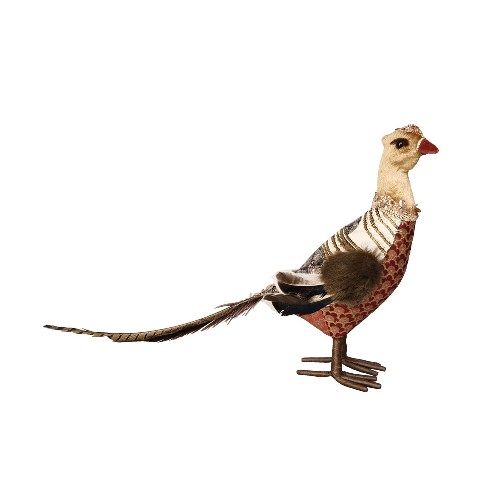 030252-f8ZOD-first-_1 PHEASANT BROCADE ΧΡΙΣΤΟΥΓΕΝΝΙΑΤΙΚΟ ΔΙΑΚΟΣΜΗΤΙΚΟ ΠΑΓΩΝΙ 31x11x26cm FOAM ΠΟΛΥΧΡΩΜΟ ΥΦΑΣΜΑ 030252 - Image 1