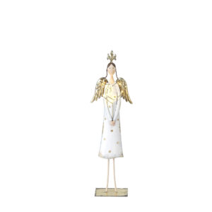 ANGEL GIRL ΧΡΙΣΤΟΥΓΕΝΝΙΑΤΙΚΟ ΔΙΑΚΟΣΜΗΤΙΚΟ ΑΓΓΕΛΟΣ 18x8x63cm ΜΕΤΑΛΛΟ ΛΕΥΚΟ ΧΡΥΣΟ 030416