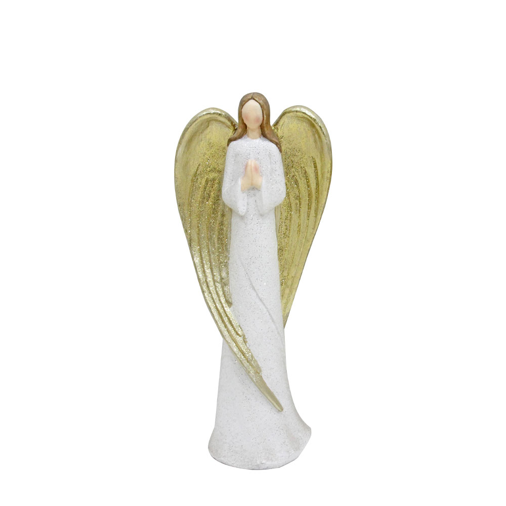 030424-6hfv5-first-_1 ANGEL FAITH ΧΡΙΣΤΟΥΓΕΝΝΙΑΤΙΚΟ ΔΙΑΚΟΣΜΗΤΙΚΟ ΑΓΓΕΛΟΣ 31x20x77cm POLYRESIN ΛΕΥΚΟ ΧΡΥΣΟ 030424 - Image 1