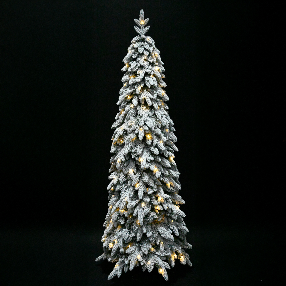 035249-7G5om-first-_1 SNOWFALL FIR ΧΡΙΣΤΟΥΓΕΝΝΙΑΤΙΚΟ ΔΕΝΤΡΟ ΧΙΟΝΙΣΜΕΝΟ ΜΕ LED 80x80x210cm PE/PVC ΠΡΑΣΙΝΟ ΛΕΥΚΟ LED/COPPER 035249 - Image 1