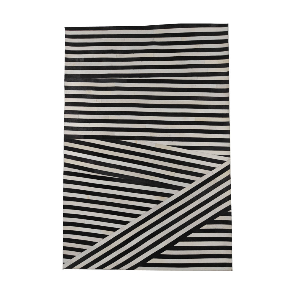 035361-XUsUl-first-_1 ZEBRA ΧΑΛΙ ΣΑΛΟΝΙΟΥ 200x300cm ΔΕΡΜΑ ΜΑΥΡΟ ΛΕΥΚΟ ΜΑΛΛΙΝΟ 035361 - Image 1