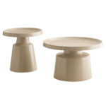 MOUSSE COFFEE TABLE SET 2ΤΕΜ CREAM CREAM 70x70x42cm 04-1325