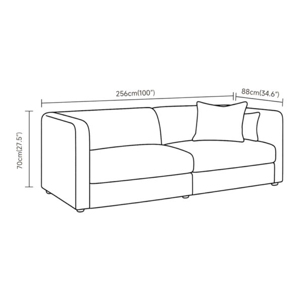 ALBA ΚΑΝΑΠΕΣ 3ΘΕΣΙΟΣ OFF WHITE 256x88x70cm 70-0440 - Image 5