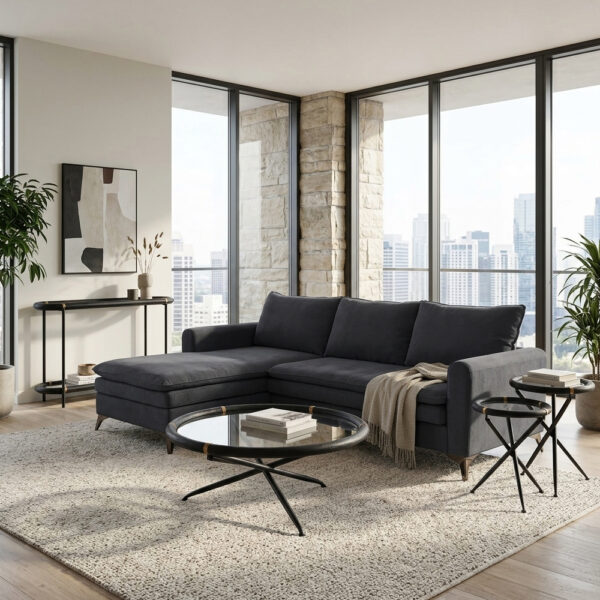 SCANDALO ΚΑΝΑΠΕΣ ΓΩΝΙΑ ΑΝΑΣΤΡΕΨΙΜΗ ΑΝΘΡΑΚΙ ASTI 15 265x188x99cm 71-0392 - Image 2