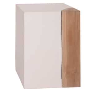 ΒΟΗΘΗΤΙΚΟ ΤΡΑΠΕΖΙ LEIA-ΣΚΑΜΠΟ HM18163.02 FIBER CEMENT ΛΕΥΚΟ-ΞΥΛΟ TEAK 32.5x32.5x46Υεκ.