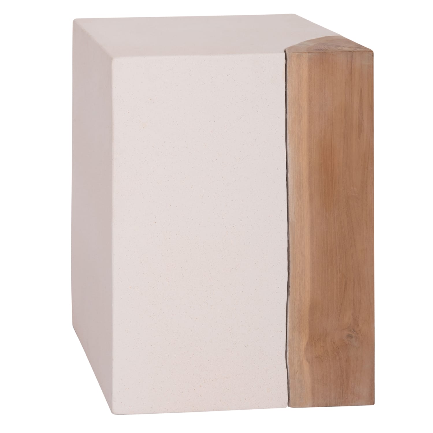 HM18163.02 ΒΟΗΘΗΤΙΚΟ ΤΡΑΠΕΖΙ LEIA-ΣΚΑΜΠΟ HM18163.02 FIBER CEMENT ΛΕΥΚΟ-ΞΥΛΟ TEAK 32.5x32.5x46Υεκ. - Image 1