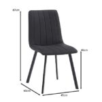 BETTY Καρέκλα Μέταλλο Βαφή Μαύρο, Ύφασμα Suede Μαύρο 45x60x87cm - Image 4