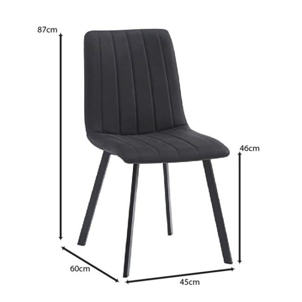 BETTY Καρέκλα Μέταλλο Βαφή Μαύρο, Ύφασμα Suede Μαύρο 45x60x87cm - Image 4