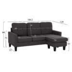ΚΑΝΑΠΕΣ ΓΩΝΙΑ ΑΝΑΣΤΡΕΨΙΜΗ MEGGY HM3297.11 ΓΚΡΙ ΥΦΑΣΜΑ 184.5x75-129x86Yεκ. - Image 2