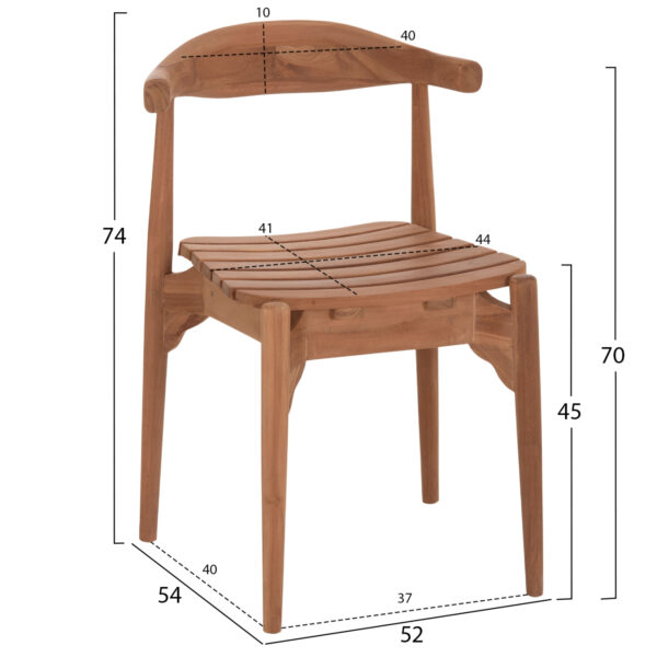 ΚΑΡΕΚΛΑ ΤΡΑΠΕΖΑΡΙΑΣ ΕΞ.ΧΩΡΟΥ DONNY HM6378 ΞΥΛΟ TEAK 52x54x74Υεκ. - Image 2