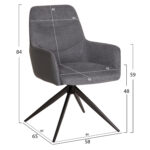 ΠΟΛΥΘΡΟΝΑ ΤΡΑΠΕΖΑΡΙΑΣ VANTER HM18409.01 ΥΦΑΣΜΑ & PU ΓΚΡΙ--ΜΕΤΑΛ.ΠΟΔΙΑ 58x65x84Υεκ. - Image 2