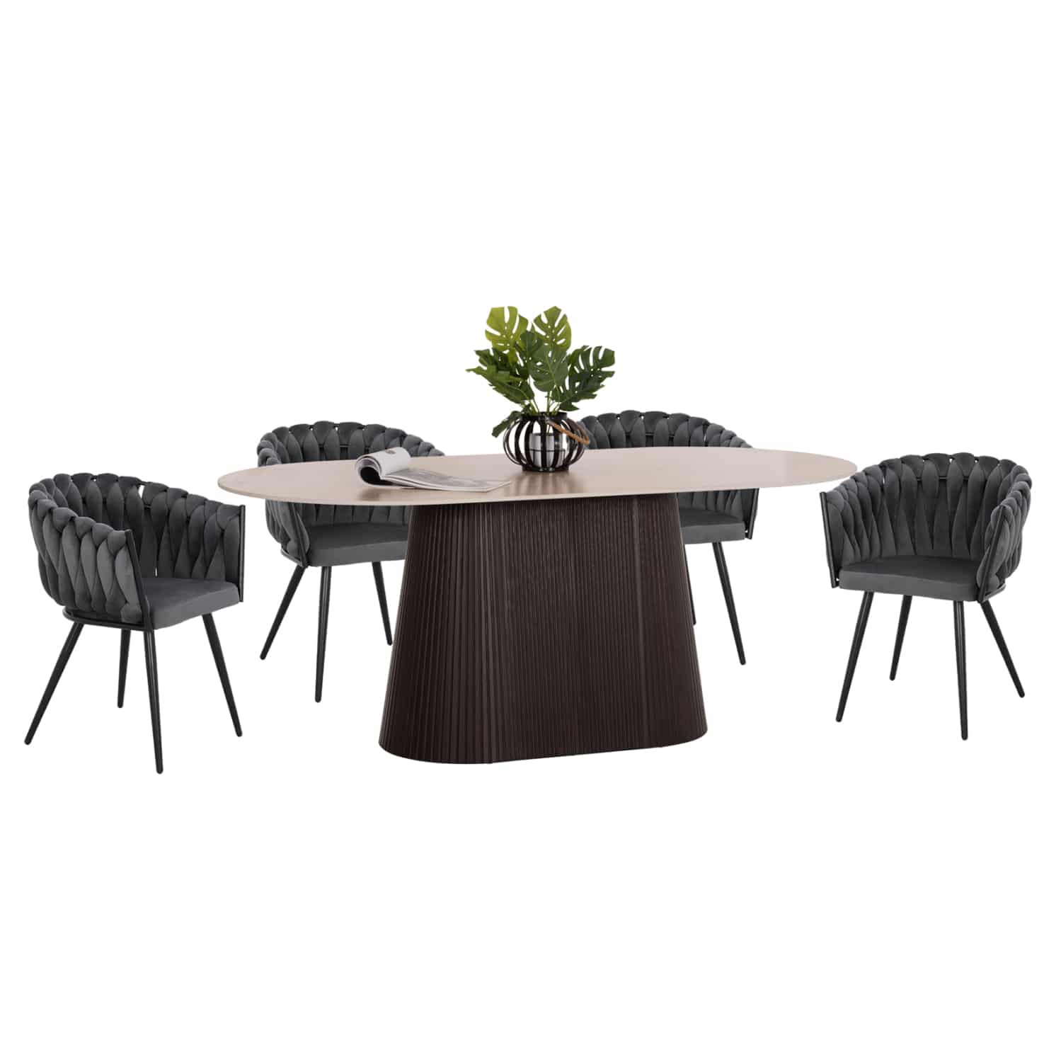 HM12118.01 ΣΕΤ ΤΡΑΠΕΖΑΡΙΑΣ 5ΤΜΧ CATER HM12118.01 ΚΕΡΑΜΙΚΟ TOP ΟΒΑΛ--ΓΚΡΙ ΒΕΛΟΥΔΟ - Image 1