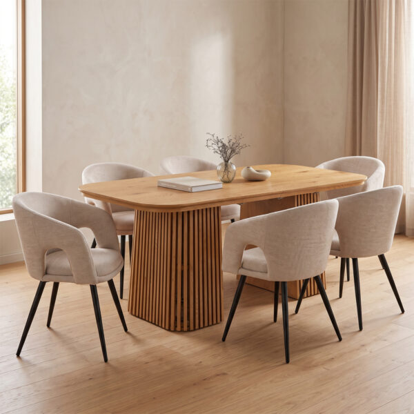 ΣΕΤ ΤΡΑΠΕΖΑΡΙΑΣ 7ΤΜΧ ΕΠΕΚΤΕΙΝΟΜΕΝΟ CORNEL HM12107.02 MDF--ΥΦΑΣΜΑ ΜΠΕΖ - Image 2