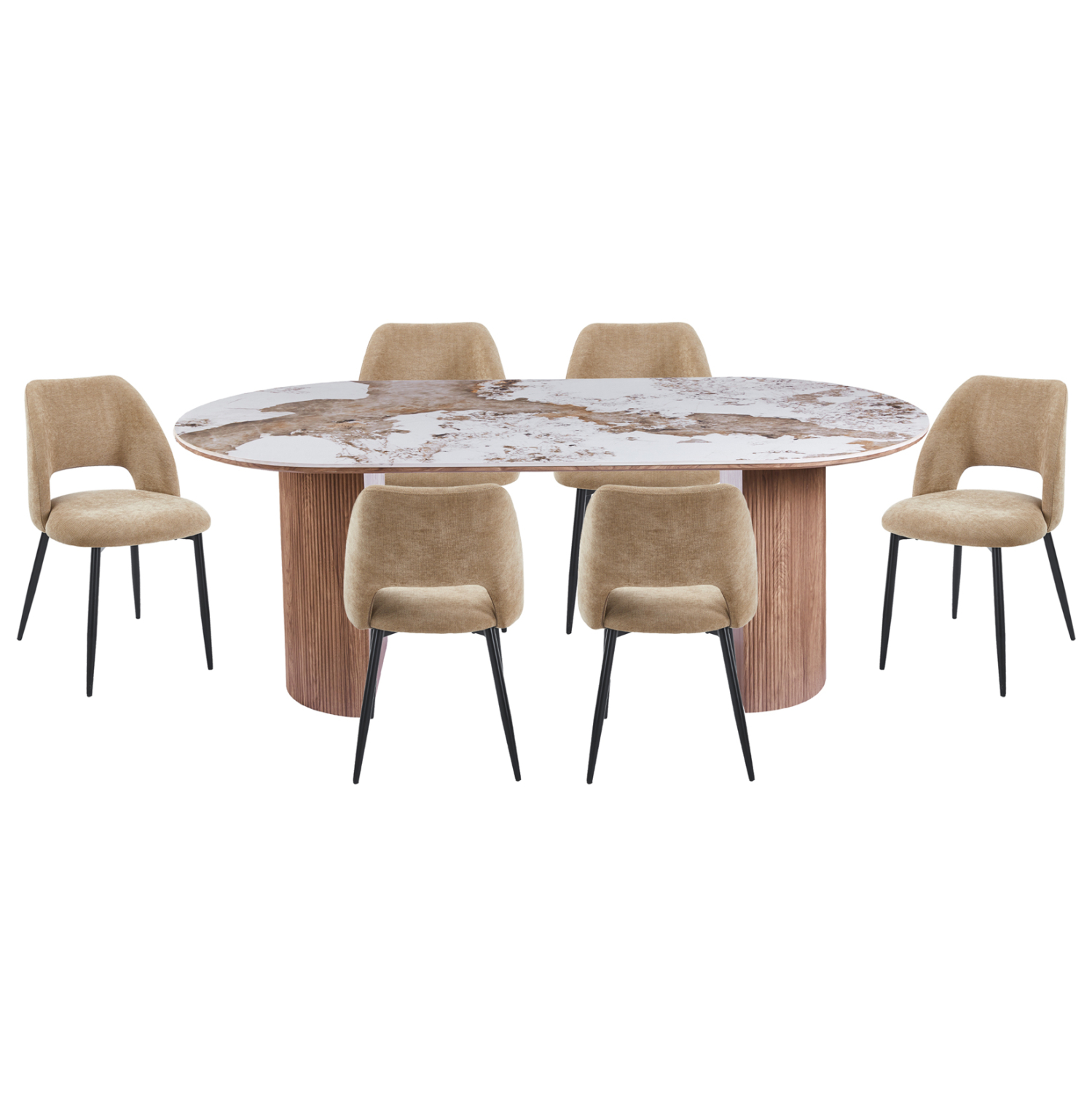 HM11391 ΣΕΤ ΤΡΑΠΕΖΑΡΙΑΣ 7ΤΜΧ MARBLEX HM11391 ΚΕΡΑΜΙΚΟ TOP PANDORA--ΚΑΡΕΚΛΕΣ ΜΕ ΥΦΑΣΜΑ TAUPE - Image 1