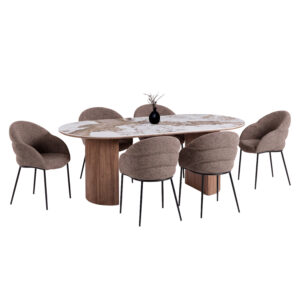 ΣΕΤ ΤΡΑΠΕΖΑΡΙΑΣ 7ΤΜΧ DRENNY HM11395.03 ΚΕΡΑΜΙΚΟ TOP PANDORA--ΚΑΡΕΚΛΕΣ ΥΦΑΣΜΑ TAUPE