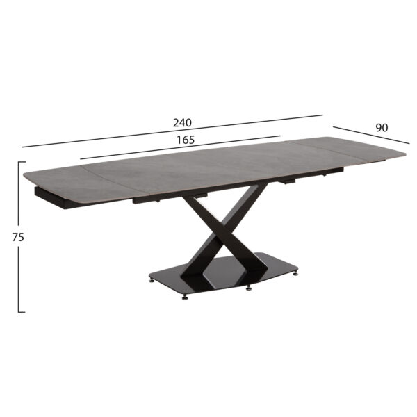 ΤΡΑΠΕΖΙ ΕΠΕΚΤΕΙΝΟΜΕΝΟ HOKU HM18410 ΚΕΡΑΜΙΚΟ TOP ΣΕ ΓΚΡΙ ΜΑΡΜΑΡΟ 165/240x90x75Υεκ. - Image 2