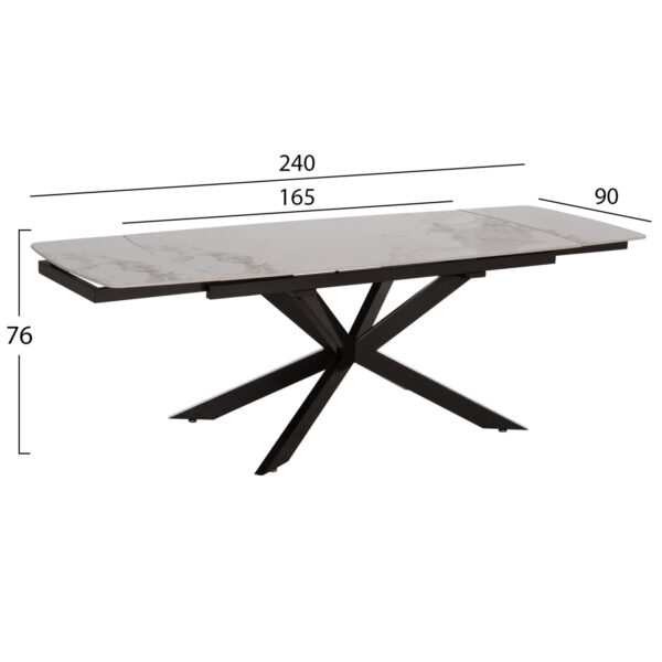 ΤΡΑΠΕΖΙ ΕΠΕΚΤΕΙΝΟΜΕΝΟ AIRA HM18411 ΚΕΡΑΜΙΚΟ TOP ΣΕ ΛΕΥΚΟ/ΚΑΦΕ ΜΑΡΜΑΡΟ 165/240x90x76Υεκ - Image 2