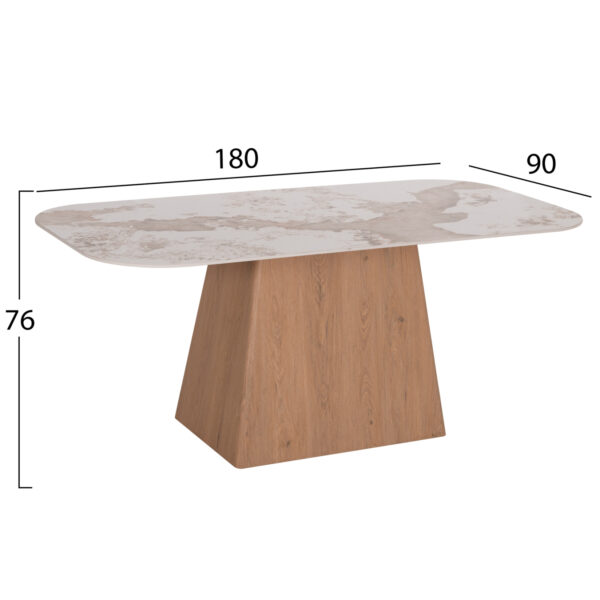 ΤΡΑΠΕΖΙ ΤΡΑΠΕΖΑΡΙΑΣ NORDU HM18414 MDF ΒΑΣΗ ΣΕ ΦΥΣΙΚΟ--ΚΕΡΑΜΙΚΟ TOP 180x90x76Υεκ. - Image 2