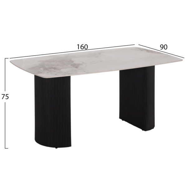 ΤΡΑΠΕΖΙ ΤΡΑΠΕΖΑΡΙΑΣ MINAO HM18418 MDF ΠΟΔΙΑ ΣΕ ΣΚΟΥΡΟ ΓΚΡΙ--ΚΕΡΑΜΙΚΟ TOP 160x90x75Υεκ - Image 2