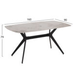 ΤΡΑΠΕΖΙ ΤΡΑΠΕΖΑΡΙΑΣ AIKA HM18421 ΚΕΡΑΜΙΚΟ TOP ΣΕ ΛΕΥΚΟ/ΧΡΥΣΟ ΜΑΡΜΑΡΟ 160x90x79Υεκ - Image 2