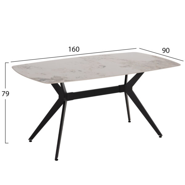ΤΡΑΠΕΖΙ ΤΡΑΠΕΖΑΡΙΑΣ AIKA HM18421 ΚΕΡΑΜΙΚΟ TOP ΣΕ ΛΕΥΚΟ/ΧΡΥΣΟ ΜΑΡΜΑΡΟ 160x90x79Υεκ - Image 2