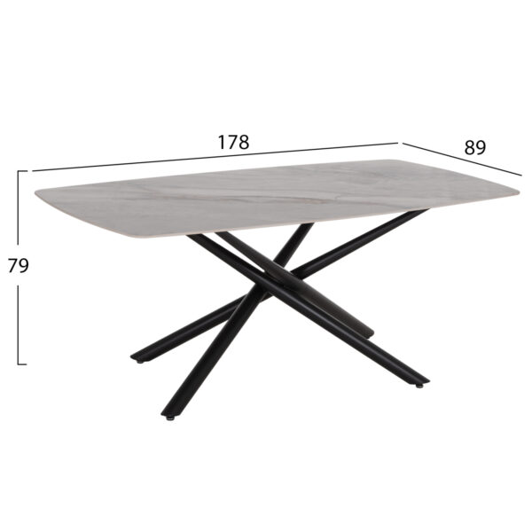 ΤΡΑΠΕΖΙ ΤΡΑΠΕΖΑΡΙΑΣ ISKA HM18423 ΚΕΡΑΜΙΚΟ TOP ΣΕ ΛΕΥΚΟ/ΚΑΦΕ ΜΑΡΜΑΡΟ 178x89x79Υεκ - Image 2