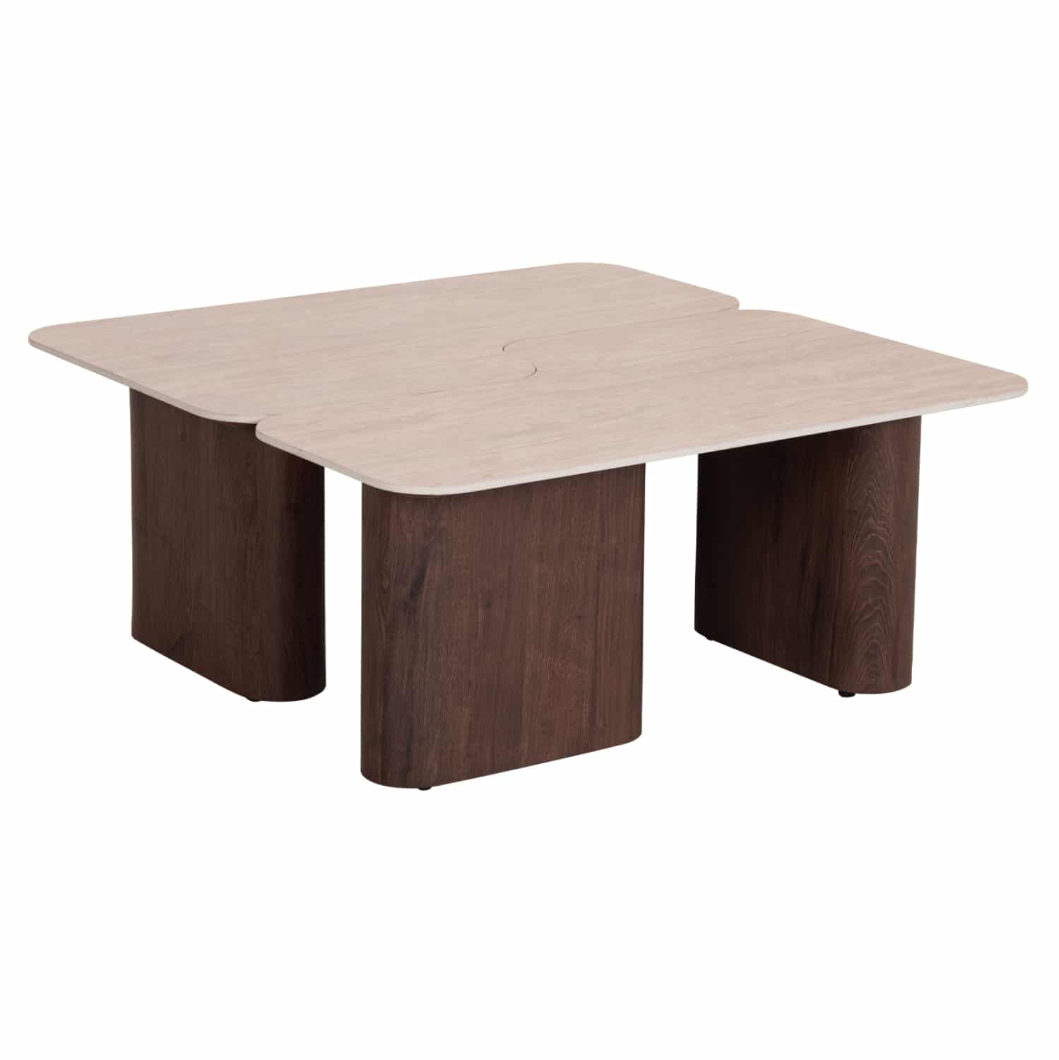 HM18432 ΤΡΑΠΕΖΙΑ ΣΑΛΟΝΙΟΥ 2ΤΜΧ NOTTE HM18432 ΚΕΡΑΜΙΚΑ TOP ΤΡΑΒΕΡΤΙΝΑ--MDF ΠΟΔΙΑ 100x100x43Υ - Image 1