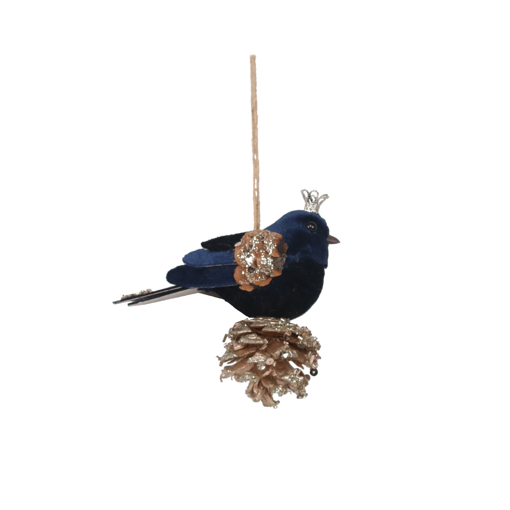 024198-U0PZC-first-_1 DREAMY BIRD ΧΡΙΣΤΟΥΓΕΝΝΙΑΤΙΚΟ ΣΤΟΛΙΔΙ ΠΟΥΛΙ 11x6x11cm POLYFOAM ΜΠΛΕ ΧΡΥΣΟ ΥΦΑΣΜΑ 024198 - Image 1