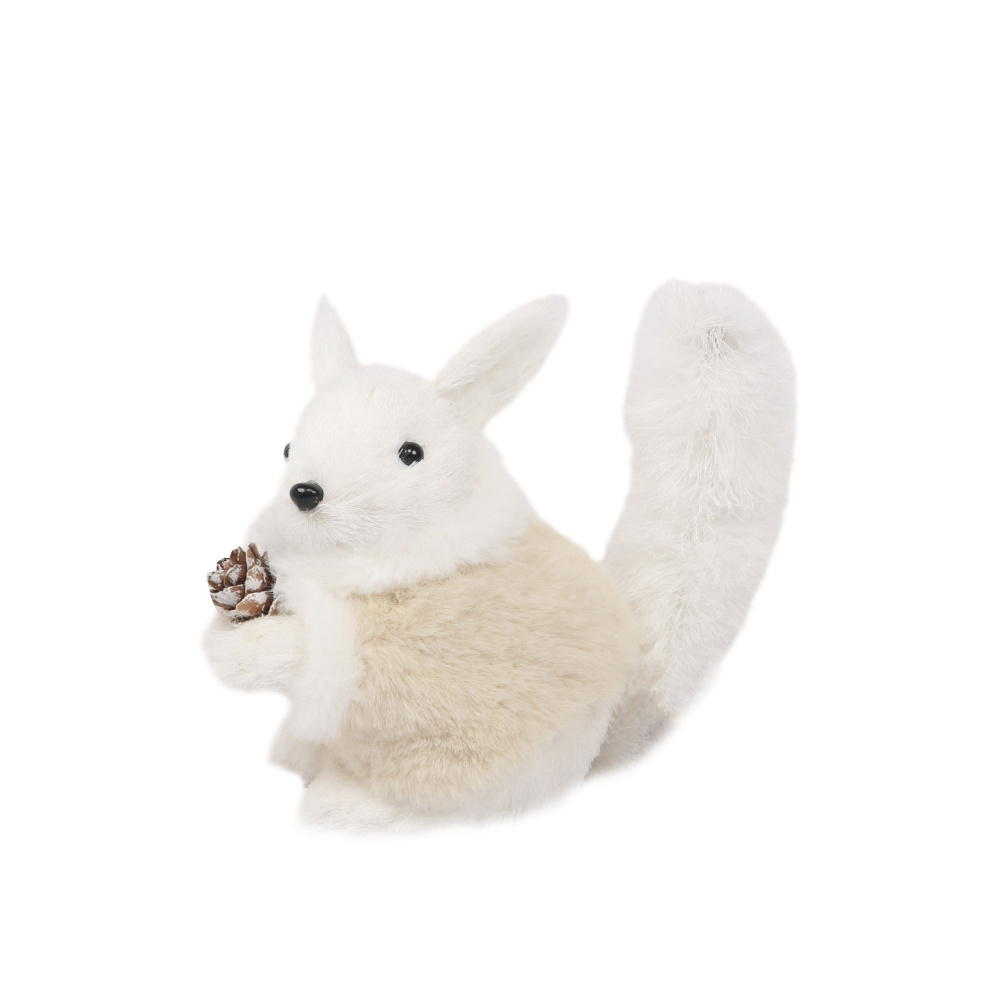 024273-4Rinl-first-_1 POWDER SQUIRREL ΧΡΙΣΤΟΥΓΕΝΝΙΑΤΙΚΟ ΣΤΟΛΙΔΙ ΣΚΙΟΥΡΟΣ 15x8x13cm POLYFOAM ΛΕΥΚΟ ΥΦΑΣΜΑ 024273 - Image 1
