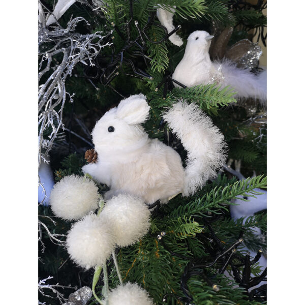 POWDER SQUIRREL ΧΡΙΣΤΟΥΓΕΝΝΙΑΤΙΚΟ ΣΤΟΛΙΔΙ ΣΚΙΟΥΡΟΣ 15x8x13cm POLYFOAM ΛΕΥΚΟ ΥΦΑΣΜΑ 024273 - Image 2