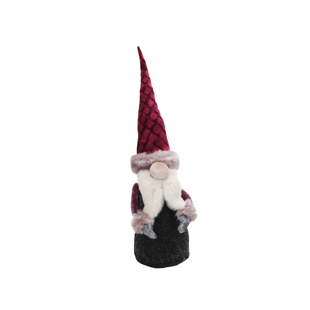024296-AjJTj-first-_1 PIXIE SANTA ΧΡΙΣΤΟΥΓΕΝΝΙΑΤΙΚΟ ΔΙΑΚΟΣΜΗΤΙΚΟ ΑΓΙΟΣ ΒΑΣΙΛΗΣ 9x9x33cm ΥΦΑΣΜΑ ΡΟΖ ΜΑΥΡΟ ΛΕΥΚΟ 024296 - Image 1