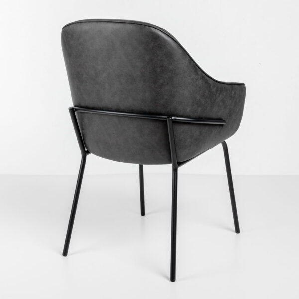 TOSCA ΚΑΡΕΚΛΑ ΠΟΛΥΘΡΟΝΑ ΓΚΡΙ ΜΑΥΡΟ ΜΑΤ 62x63x90.5cm 03-1192 - Image 5