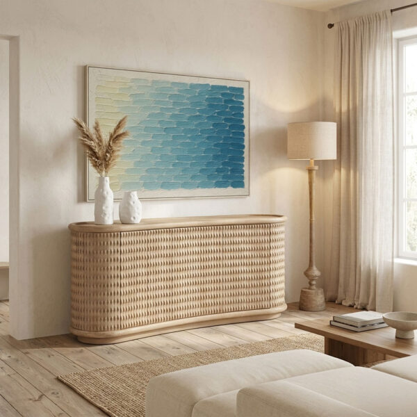 CALME ΠΙΝΑΚΑΣ ΔΙΑΚΟΣΜΗΤΙΚΟΣ ΜΕ ΚΟΡΝΙΖΑ 80x120x4cm ΚΑΜΒΑΣ ΜΠΛΕ ΜΠΕΖ ΞΥΛΟ 201-0000 - Image 2