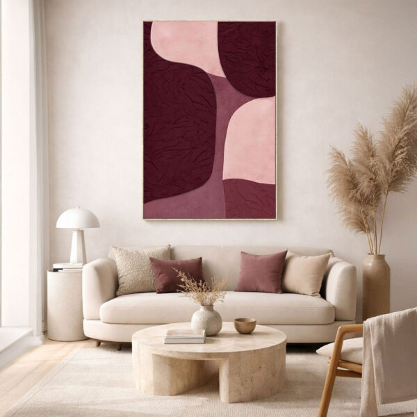 NOPAL ΠΙΝΑΚΑΣ ΔΙΑΚΟΣΜΗΤΙΚΟΣ ΜΕ ΚΟΡΝΙΖΑ 80x120x4cm ΚΑΜΒΑΣ ΜΩΒ ΡΟΖ PS 201-0019 - Image 2