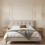BUTTON ΚΡΕΒΑΤΙ (ΓΙΑ ΣΤΡΩΜΑ 160x200cm) BEIGE 183x217x112cm 40-0082 - Image 3