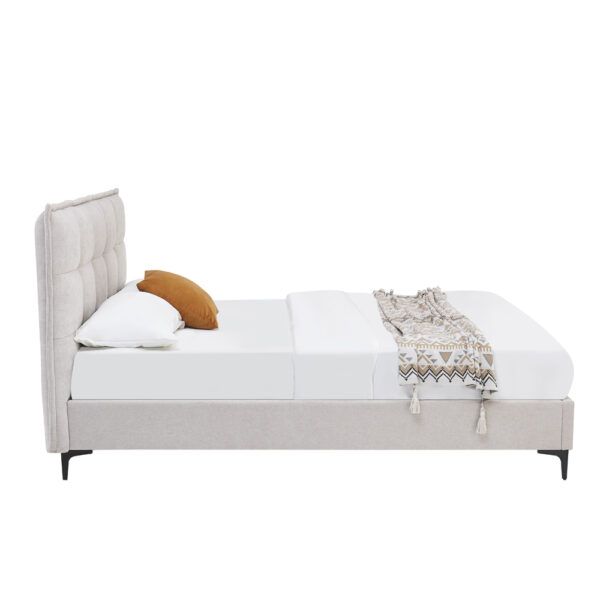 BUTTON ΚΡΕΒΑΤΙ (ΓΙΑ ΣΤΡΩΜΑ 160x200cm) BEIGE 183x217x112cm 40-0082 - Image 5
