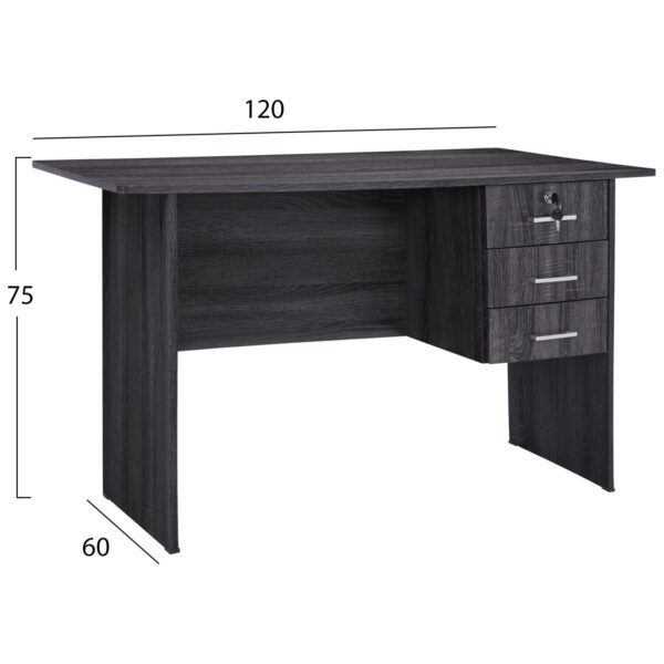 ΓΡΑΦΕΙΟ ΜΕ 3 ΣΥΡΤΑΡΙΑ HAYDEN HM2268.01 ΜΕΛΑΜΙΝΗ ΣΕ ΑΝΘΡΑΚΙ ΧΡΩΜΑ 120x60x75Υεκ - Image 2